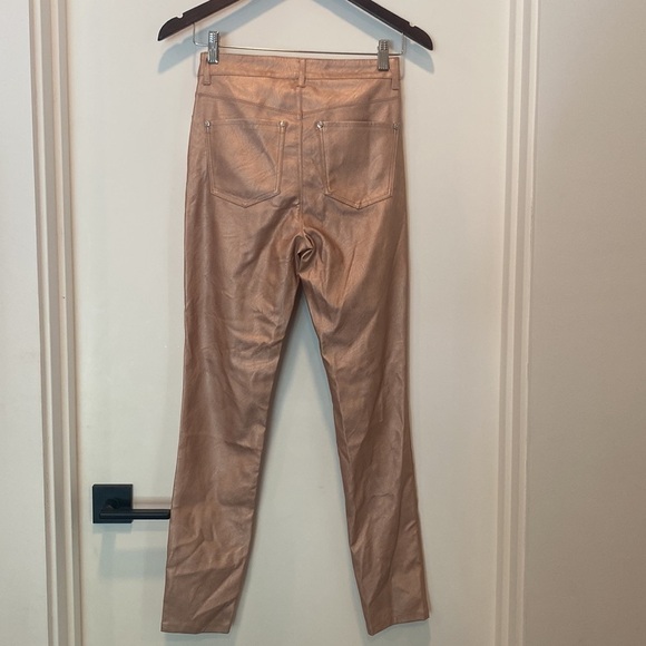 Free People Rose Pink High Rise Vegan Leather Leggings Pants 26 - Picture 9 of 10